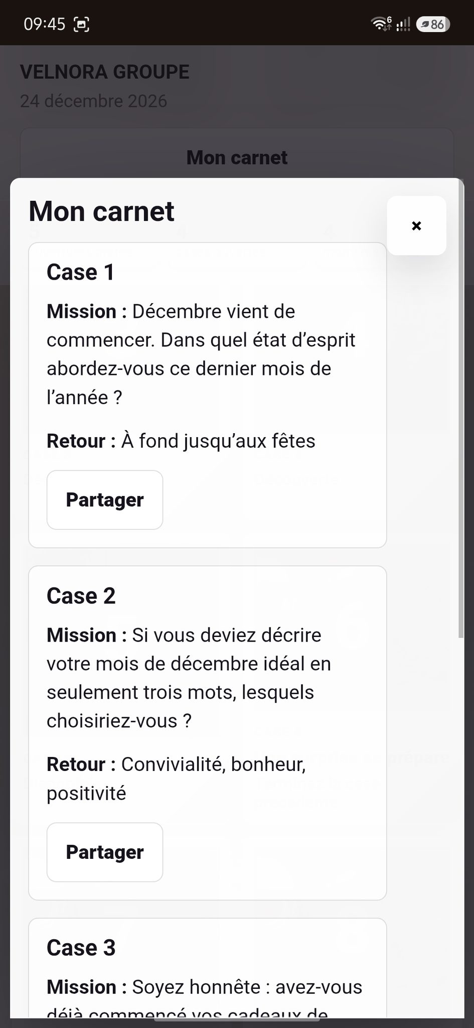 Message final du calendrier digital Noël