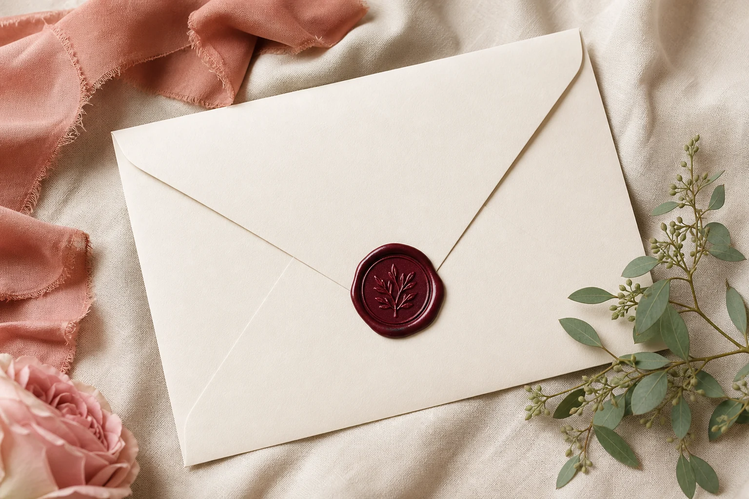 Enveloppe élégante annonçant une invitation numérique sur mesure